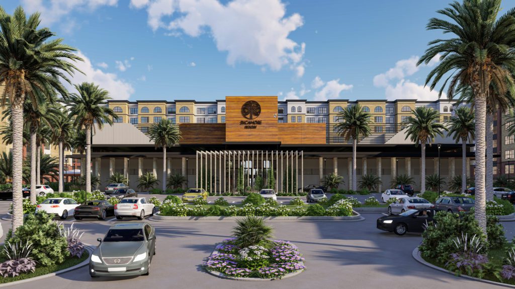 CLUBHOUSE NEW ELEVATION (2) Sycamore resort rendered image of clubhouse from the front